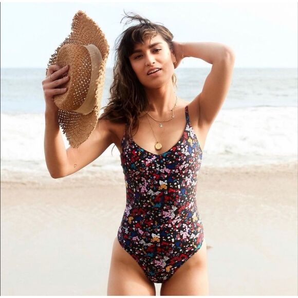 summersalt Other - Summersalt Marina Ditsy Floral One Piece Swimsuit Black Multi Size 16